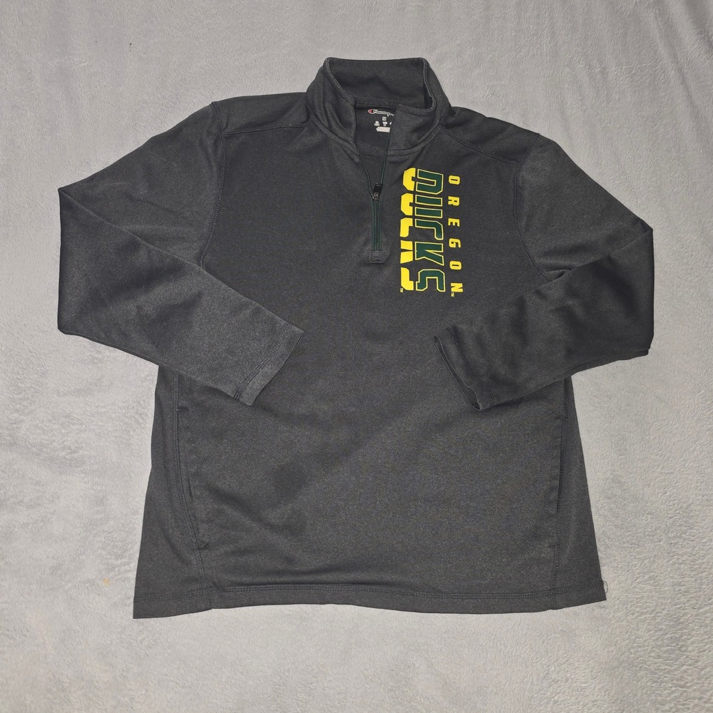 Champion Oregon Ducks Mens Medium Gray Quarter Zip Pullover